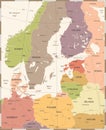 Baltic Sea Area Map - Vintage Vector Illustration