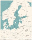 Baltic Sea Area Map - Vintage Vector Illustration