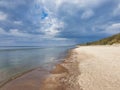 Baltic sea beach with calm waves and cloudy sky Royalty Free Stock Photo