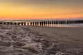 Baltic sea at beautiful sunrise in Poland beach. Royalty Free Stock Photo
