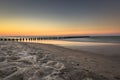 Baltic sea at beautiful sunrise in Poland beach. Royalty Free Stock Photo