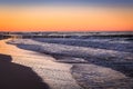 Baltic sea at beautiful sunrise in Poland beach. Royalty Free Stock Photo