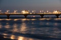 Baltic sea at beautiful sunset in Miedzyzdroje beach. Polish baltic coast. Famous city among the tourist. Pier at sunset Royalty Free Stock Photo