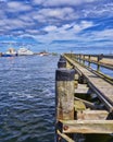 Baltic Sea bridge in WarnemÃÂ¼nde Royalty Free Stock Photo
