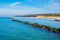 Baltic Sea coast with blue sky in Wustrow, Germany