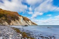 Baltic Sea coast with white cliffs on the island Moen in Denmark Royalty Free Stock Photo