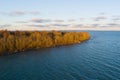 Baltic sea. First Rays of Sunlight on Paljassaare in a Low-Snow Winter (Drone View Royalty Free Stock Photo