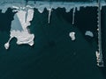Baltic sea with frozen sea coast and Italy shaped Ice blocks and formations. Drone shot. winter landscape Royalty Free Stock Photo