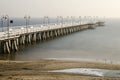 Baltic sea and pier in gdynia orlowo in poland in the winter, europe