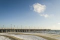 Baltic sea and pier in gdynia orlowo in poland in the winter, europe