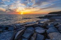 Baltic Sea with sunset on the island Hiddensee, Germany Royalty Free Stock Photo