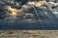 The Baltic Sea at sunset, stormy clouds Royalty Free Stock Photo