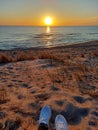 Baltic Sea Sunset, under amour runners Royalty Free Stock Photo