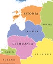 Baltic single states political map