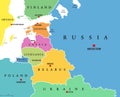 Baltic States, colored countries, political map
