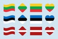 The Baltics flags vector set. Lithuania, Estonia, Latvia national flag collection. Flat isolated icons, traditional