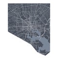 Baltimore map. Detailed map of Baltimore city poster with streets. Cityscape vector