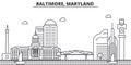 Baltimore, Maryland architecture line skyline illustration. Linear vector cityscape with famous landmarks, city sights