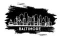 Baltimore Maryland City Skyline Silhouette. Hand Drawn Sketch Royalty Free Stock Photo