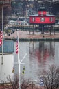 Baltimore, Maryland - Portrait view of Seven Foot Knoll Lighthouse in Inner Harbor from across the water Royalty Free Stock Photo