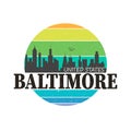 Baltimore Maryland Skyline Souvenir Travel Vector Art Design Tourism Royalty Free Stock Photo