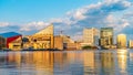 Baltimore, Maryland, US - September 4, 2019 View of Baltimore Harbor with USCG Lightship Chesapeake, Submarine USS Torsk and Royalty Free Stock Photo