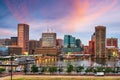 Baltimore, Maryland, USA Skyline on the Inner Harbor Royalty Free Stock Photo