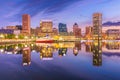 Baltimore, Maryland, USA Skyline on the Inner Harbor at dusk Royalty Free Stock Photo
