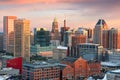 Baltimore, Maryland, USA Skyline over the Inner Harbor Royalty Free Stock Photo