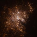 Baltimore (Maryland, USA) street lights map. Satellite view on modern city at night.