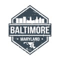 Baltimore Maryland USA Travel Stamp Icon Skyline City Design Seal Vector. Royalty Free Stock Photo