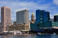 Baltimore, MD: View of Inner Harbor & Pratt Street Towers Royalty Free Stock Photo