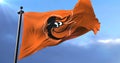 Baltimore Orioles flag, american professional baseball team, waving - loop