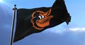 Baltimore Orioles team flag, american professional baseball team, waving - loop