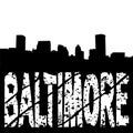 Baltimore skyline with grunge text