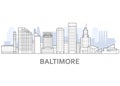Baltimore skyline, Maryland - panorama of Baltimore, downtown outline Royalty Free Stock Photo