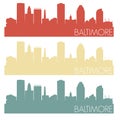 Baltimore Skyline Stamp Silhouette City Vector Design Vintage Color Set Logo Clip Art. Royalty Free Stock Photo