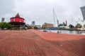 The Waterfront Promenade at the Inner Harbor with the Seven Foot Knoll Lighthouse, first lit Royalty Free Stock Photo