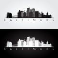 Baltimore USA skyline and landmarks silhouette