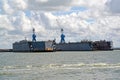 BALTIYSK, RUSSIA. Floating ship docks of OJSC `33 Ship Repair Plant. ` Kaliningrad region