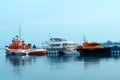 Baltiysk, Russia, May 2016: Russian red boat Rescue service for underwater operations for special purposes Igor Prokopchik, boat