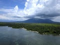 Aerial view of Baluran Mountain from the beach