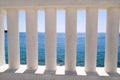 White columns overlooking the sea