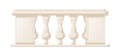 Balustrade with balusters for fencing. Palace decorative railing. Balcony handrail with pillars and gaps. Castle