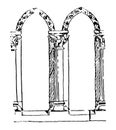 Balustrade Early Gothic balustrade vintage engraving