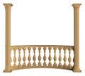 Balustrade with columns 3D rendering on a white background isol