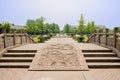 Balustraded stone bridge embossed with dragon designs in sunny s