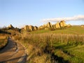 The landscape in the background of Leonardo da Vinci`s Mona Lisa: the Balze of Valdarno, Tuscany Royalty Free Stock Photo