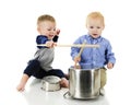 Bam, Bam on the Pots and Pans Royalty Free Stock Photo