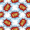 BAM word Multicolored comics speech bubbles seamless pattern